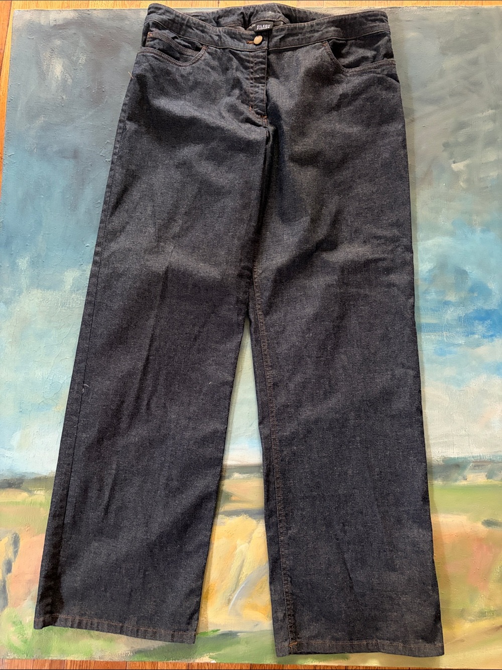 Eileen Fisher size large wide leg Jeans in Dark Navy